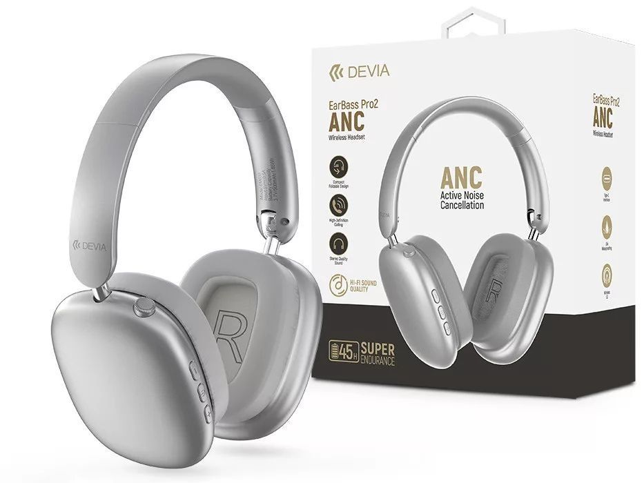 Devia ST121836 EarBass Pro2 ANC Bluetooth Headset Silver Devia ST121836 EarBass Pro2 ANC Bluetooth Headset Silver