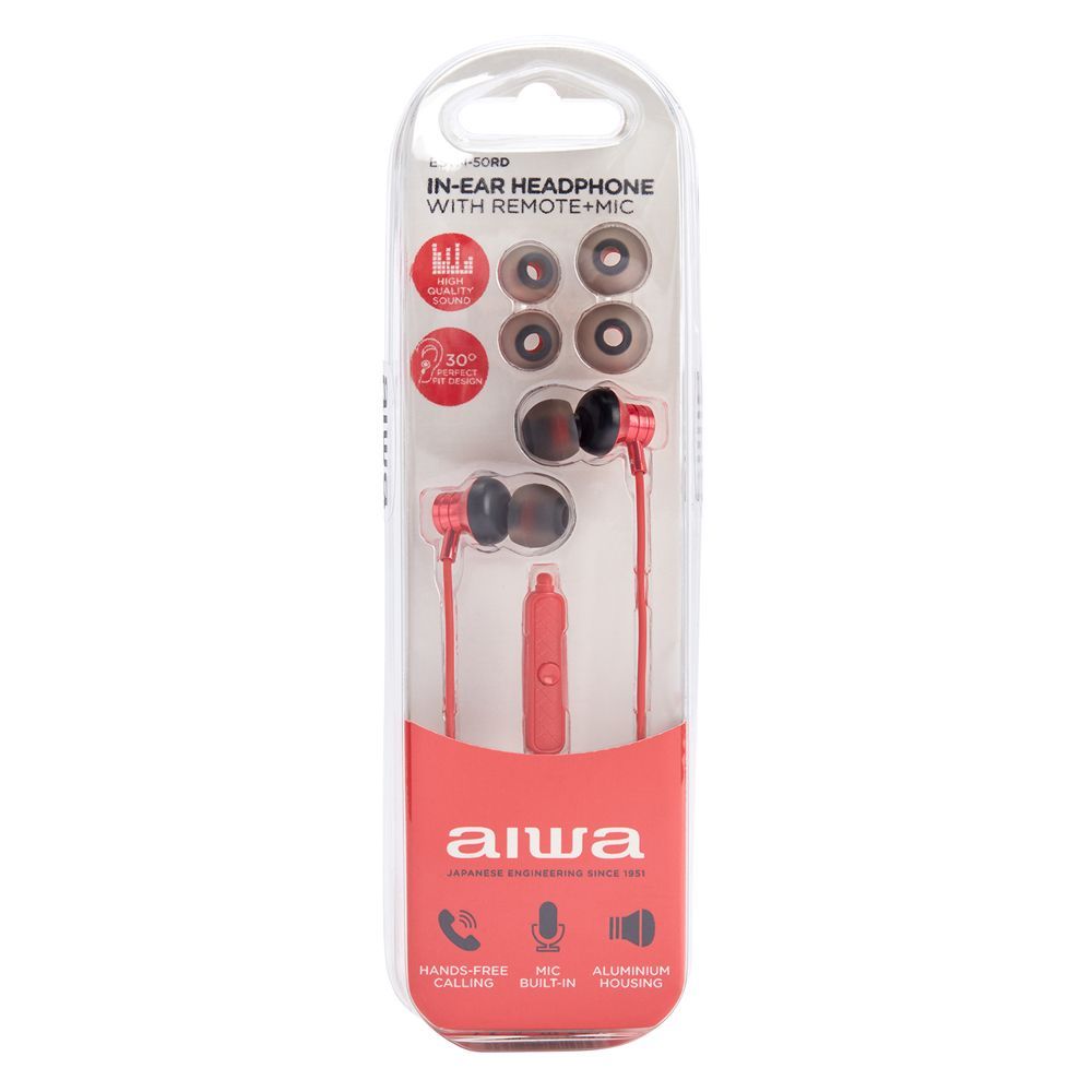 Aiwa ESTM-50RD In-Ear Headphone Red Aiwa ESTM-50RD In-Ear Headphone Red