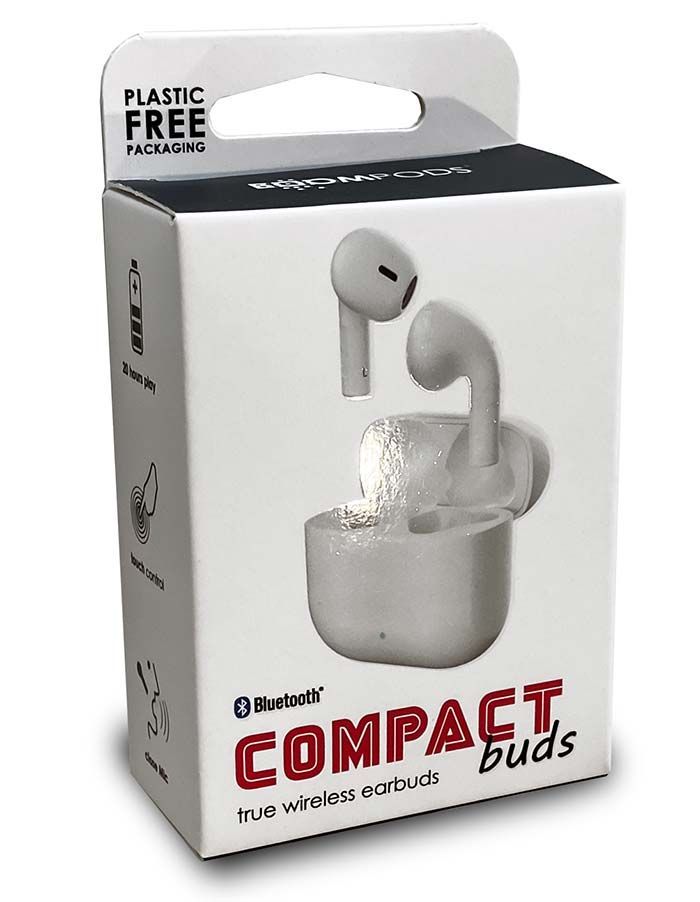 Boompods Compact Buds Bluetooth Headset White Boompods Compact Buds Bluetooth Headset White