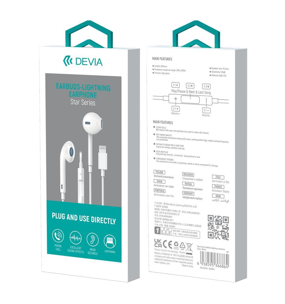 Devia ST366864 Star Lightning Headset White Devia ST366864 Star Lightning Headset White