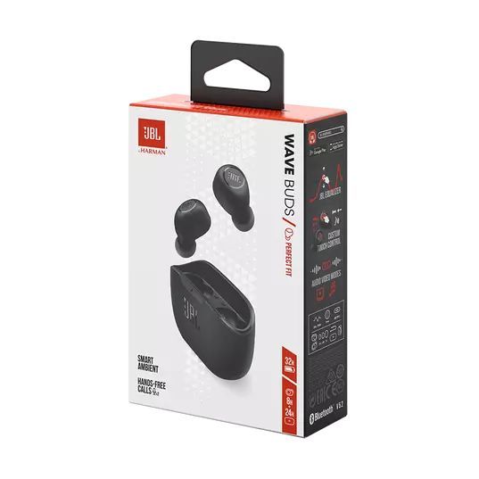 JBL Wave Buds TWS Bluetooth Headset Black JBL Wave Buds TWS Bluetooth Headset Black