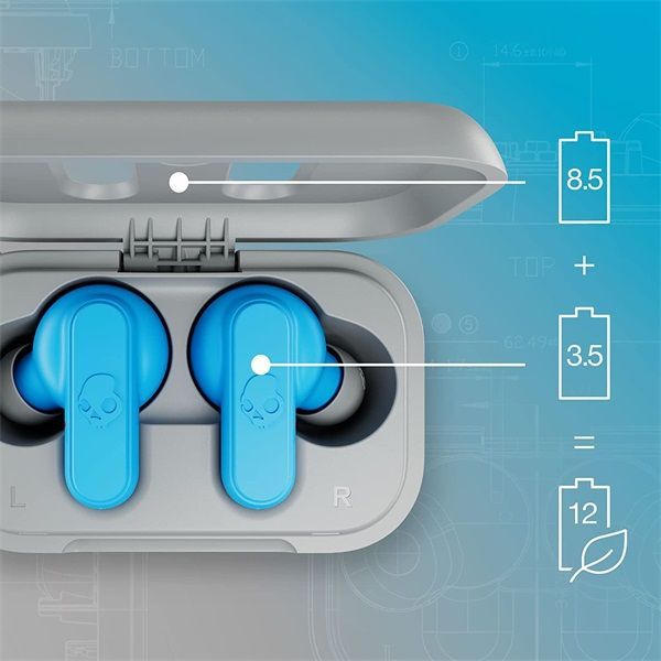 Skullcandy Dime 2 S2DBW-P740 True Wireless Bluetooth Earbuds Light Grey/Blue