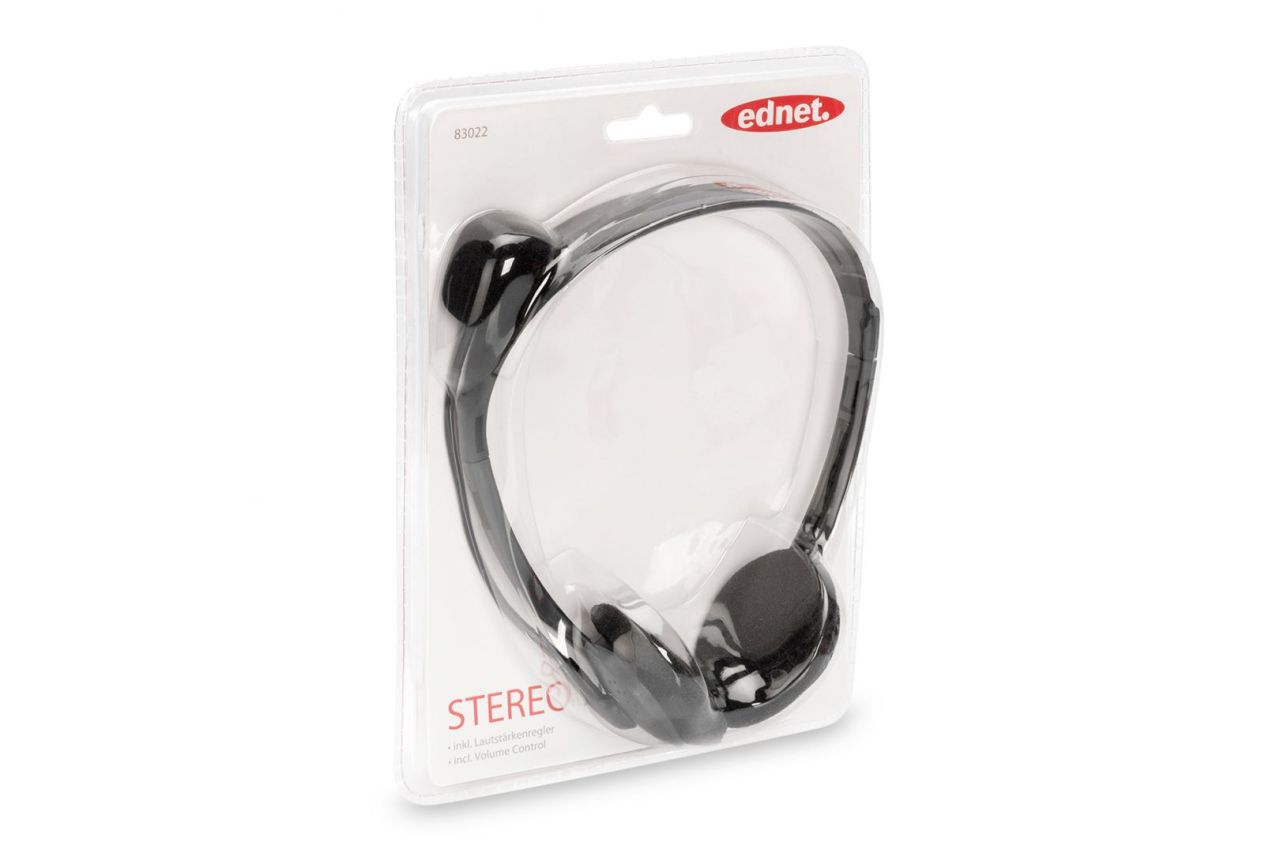Ednet Stereo PC Headset with volume control Black Ednet Stereo PC Headset with volume control Black