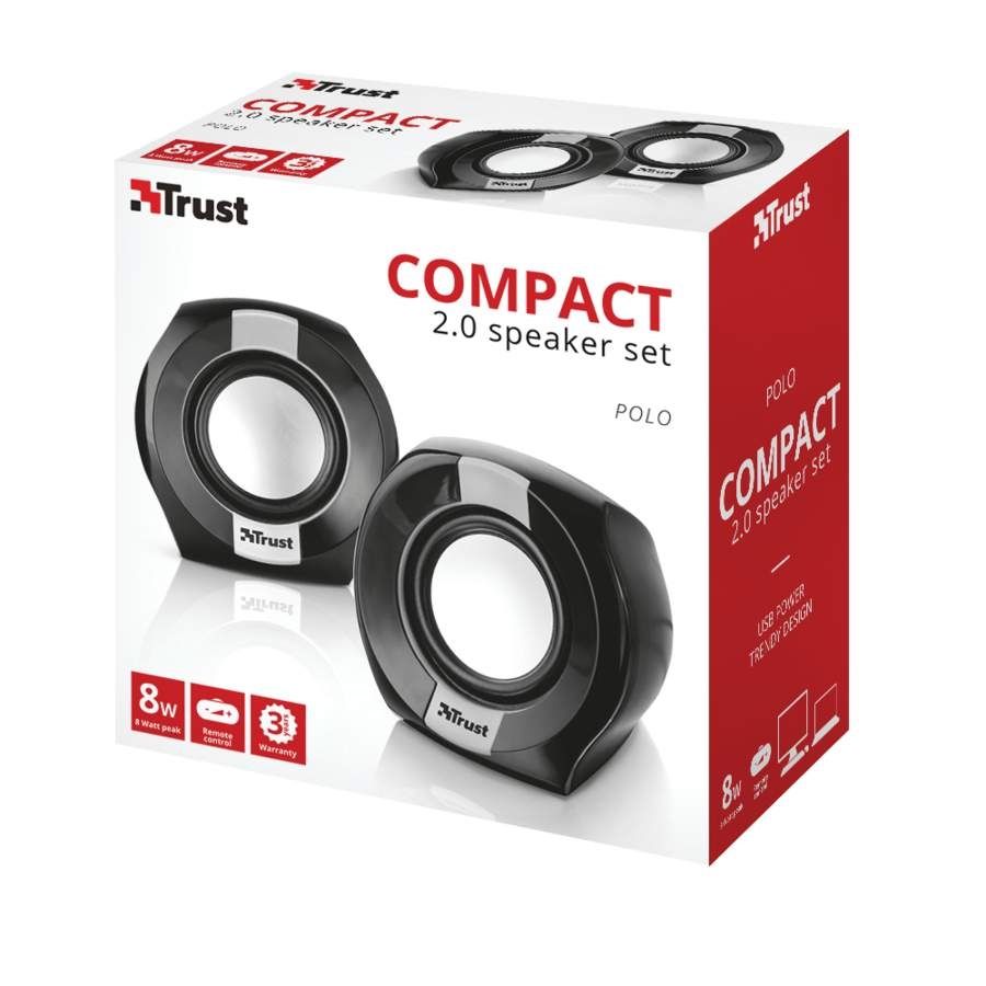 Trust Polo Compact 2.0 Speaker Set Black/Silver Trust Polo Compact 2.0 Speaker Set Black/Silver