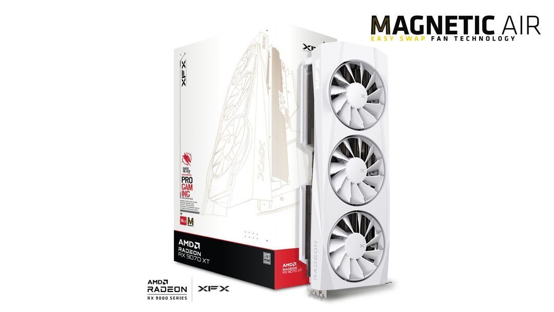 XFX RX9070 XT White 16GB DDR6 Quicksilver Magnetic Air Edition
