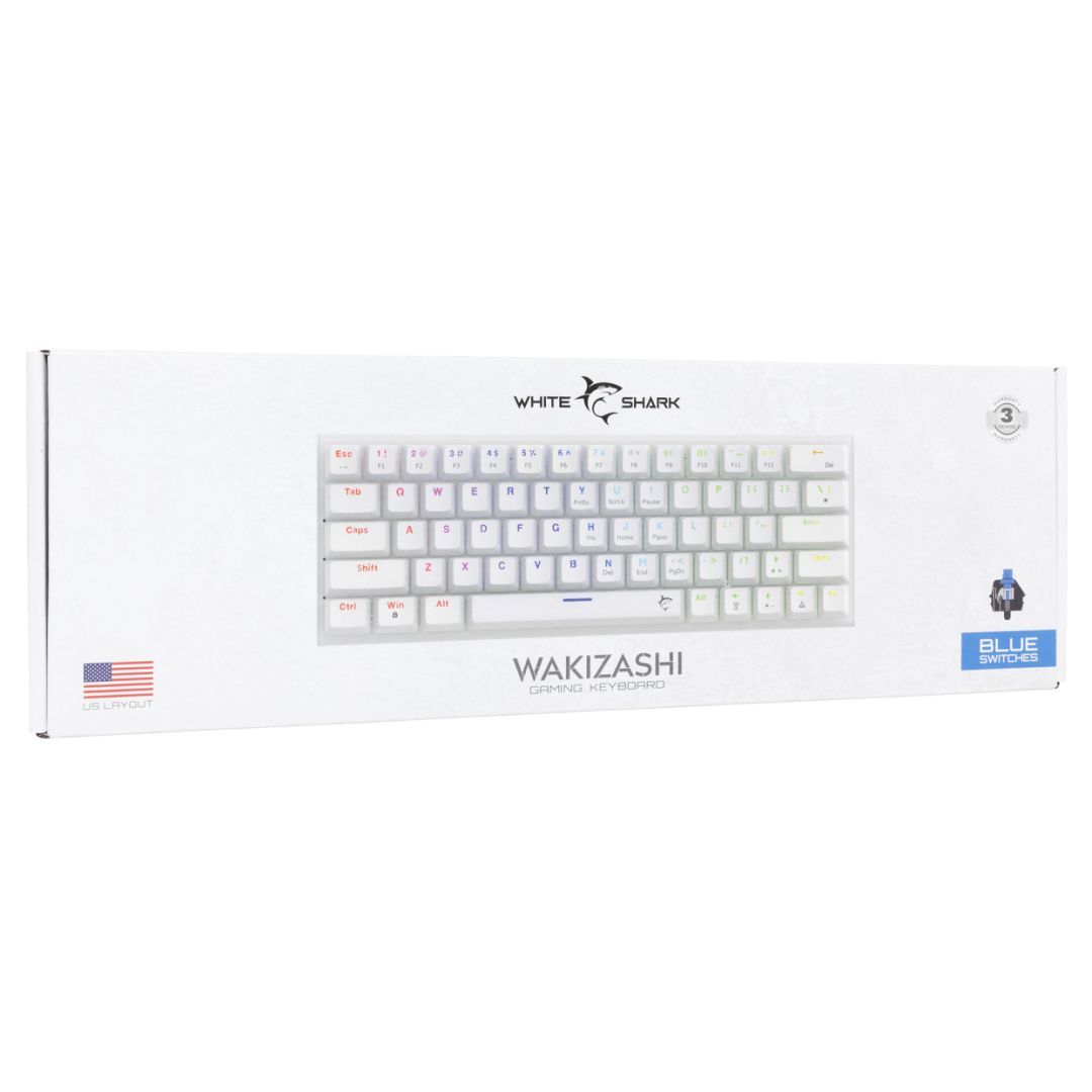 White Shark Wakizashi 2 Red Switches Gaming Keyboard White US