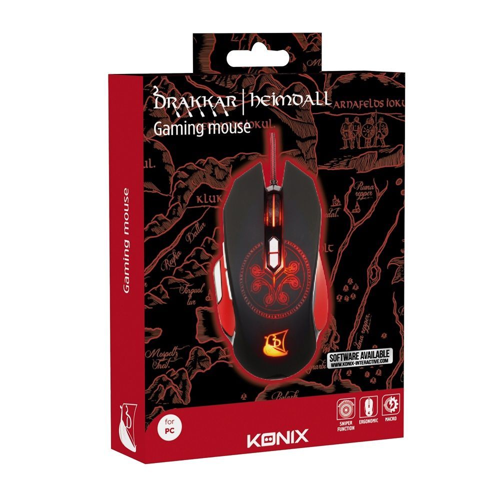 KONIX Drakkar Heimdall Gaming mouse Black/Red KONIX Drakkar Heimdall Gaming mouse Black/Red