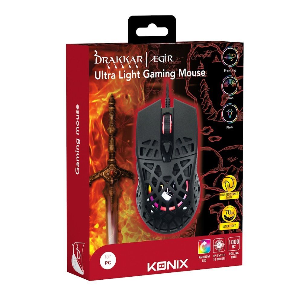 KONIX Drakkar Aegir Ultra Light Gaming Mouse Black KONIX Drakkar Aegir Ultra Light Gaming Mouse Black