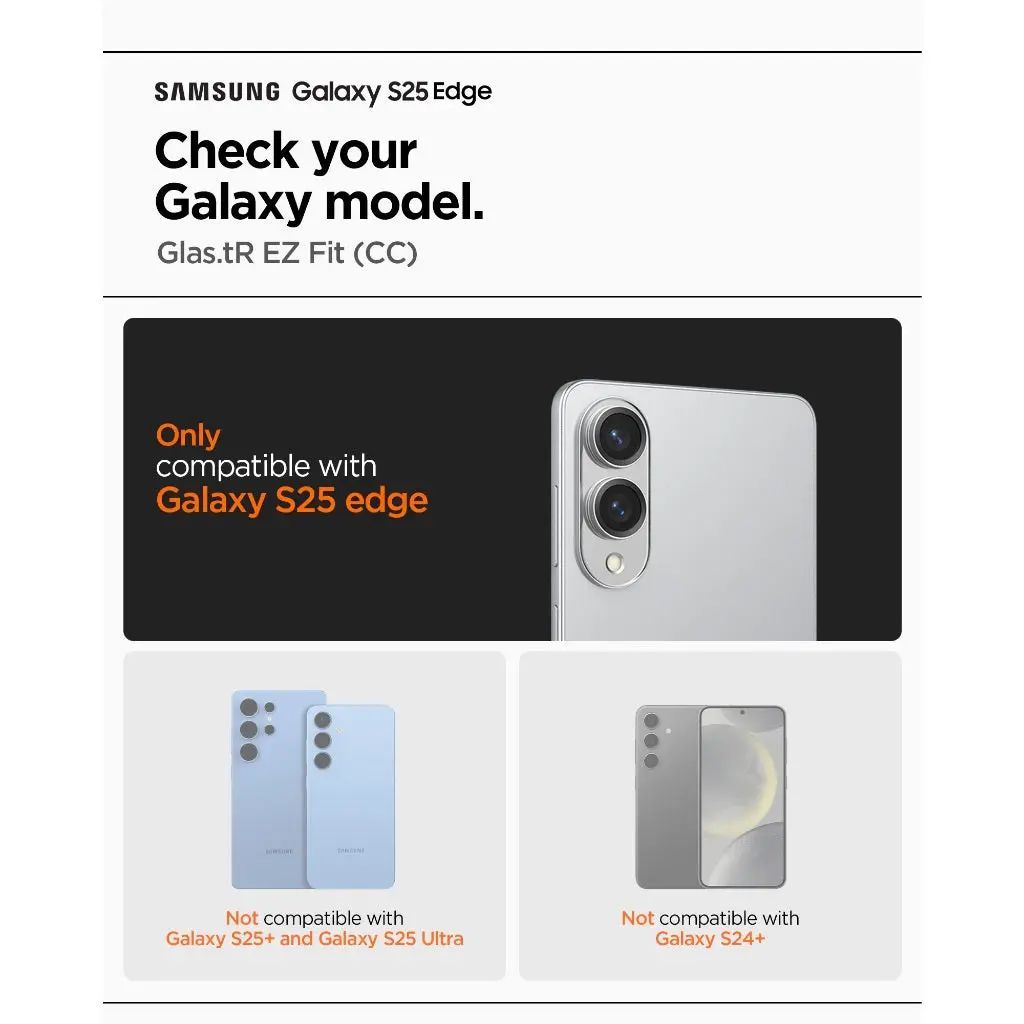 Spigen Glass tR EZ Fit HD 1 Pack Samsung Galaxy S25 Edge Transparency Spigen Glass tR EZ Fit HD 1 Pack Samsung Galaxy S25 Edge Transparency