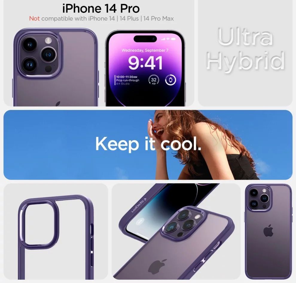 Spigen Ultra Hybrid iPhone 14 Pro Deep Purple Spigen Ultra Hybrid iPhone 14 Pro Deep Purple