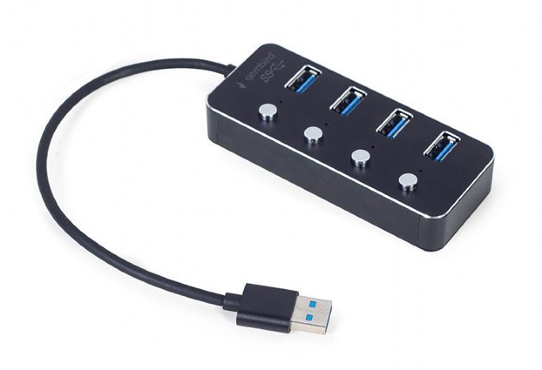 Gembird UHB-U3P4P-01 USB 3.1 (Gen 1) powered 4-port hub with switches Black Gembird UHB-U3P4P-01 USB 3.1 (Gen 1) powered 4-port hub with switches Black