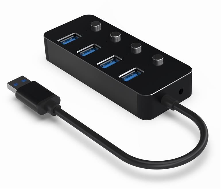 Gembird UHB-U3P4P-01 USB 3.1 (Gen 1) powered 4-port hub with switches Black Gembird UHB-U3P4P-01 USB 3.1 (Gen 1) powered 4-port hub with switches Black