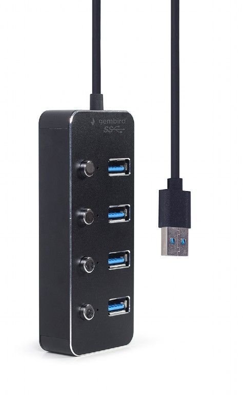 Gembird UHB-U3P4P-01 USB 3.1 (Gen 1) powered 4-port hub with switches Black Gembird UHB-U3P4P-01 USB 3.1 (Gen 1) powered 4-port hub with switches Black