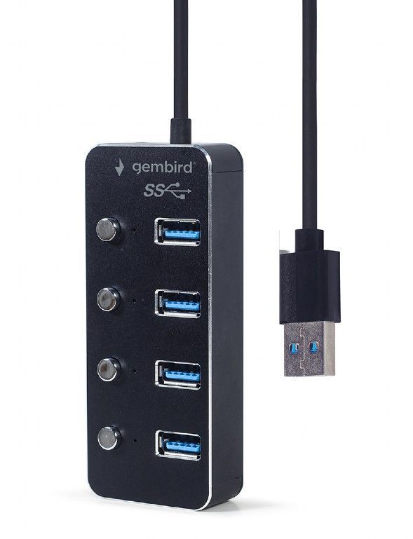Gembird UHB-U3P4P-01 USB 3.1 (Gen 1) powered 4-port hub with switches Black Gembird UHB-U3P4P-01 USB 3.1 (Gen 1) powered 4-port hub with switches Black