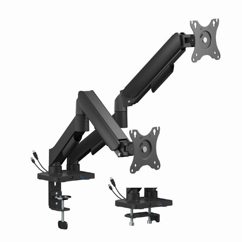 Gembird MA-DA2U-01 2-Display Mounting Arm with USB ports 17”-32” Black