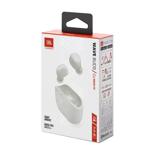 JBL Wave Buds TWS Bluetooth Headset White JBL Wave Buds TWS Bluetooth Headset White