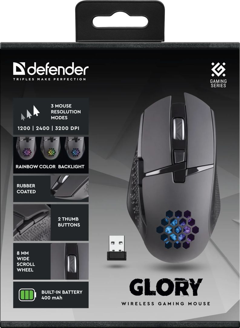 Defender Glory GM-514 Wireless RGB Gaming Mouse Black Defender Glory GM-514 Wireless RGB Gaming Mouse Black