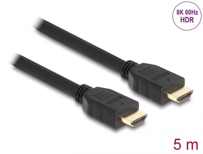 DeLock High Speed HDMI Cable 48 Gbps 8K 60Hz 5m Black DeLock High Speed HDMI Cable 48 Gbps 8K 60Hz 5m Black