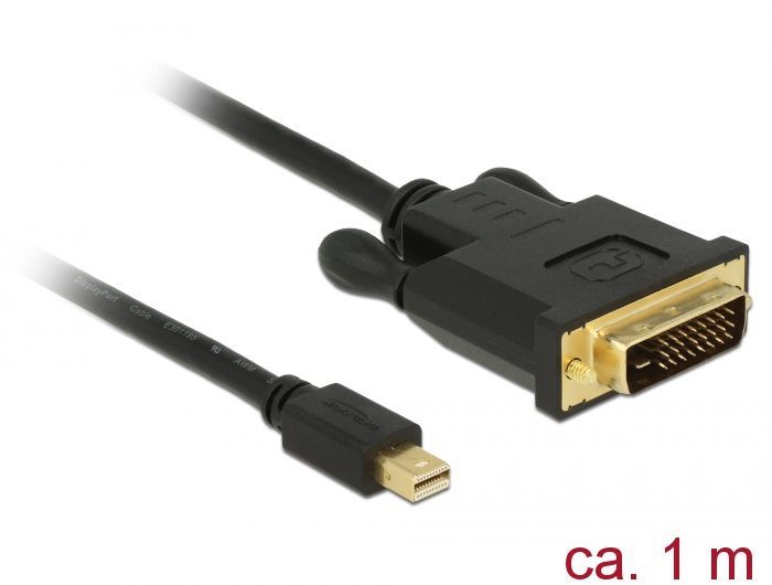 DeLock Mini Displayport 1.1 male > DVI-D (Single Link) male 1m Cable DeLock Mini Displayport 1.1 male > DVI-D (Single Link) male 1m Cable