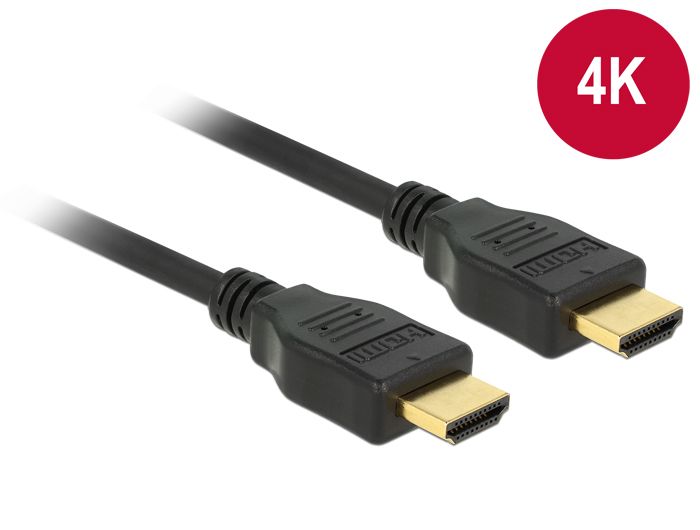DeLock HDMI + Ethernet male/male összekötő kábel 4K 1m DeLock HDMI + Ethernet male/male összekötő kábel 4K 1m