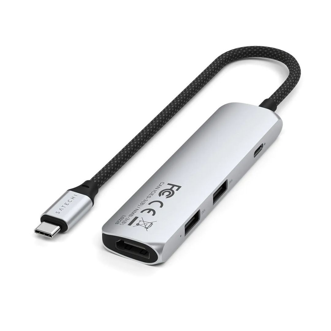 Satechi 4-in-1 USB-C Slim Multiport Adapter 4K Silver Satechi 4-in-1 USB-C Slim Multiport Adapter 4K Silver
