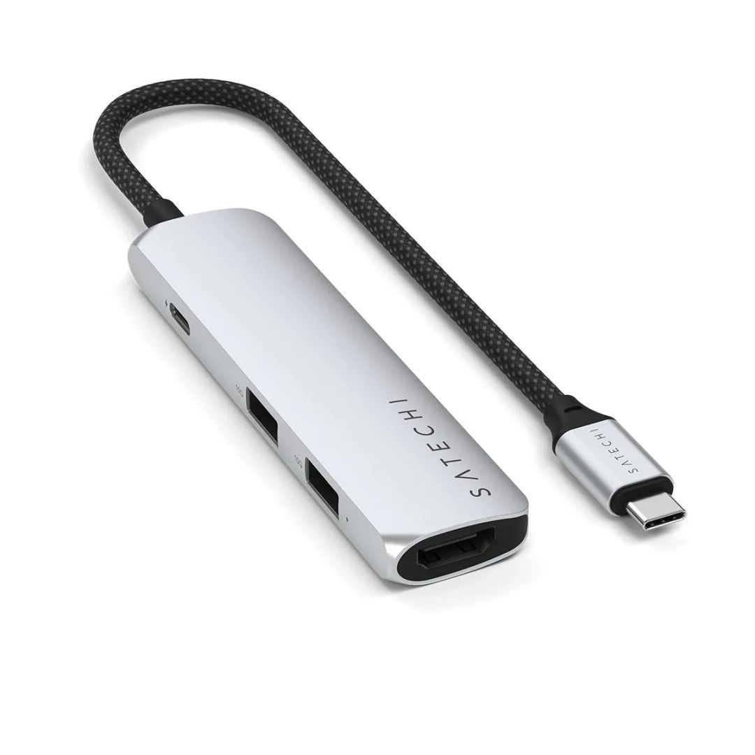 Satechi 4-in-1 USB-C Slim Multiport Adapter 4K Silver Satechi 4-in-1 USB-C Slim Multiport Adapter 4K Silver