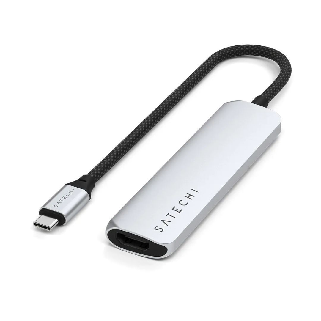 Satechi 4-in-1 USB-C Slim Multiport Adapter 4K Silver Satechi 4-in-1 USB-C Slim Multiport Adapter 4K Silver