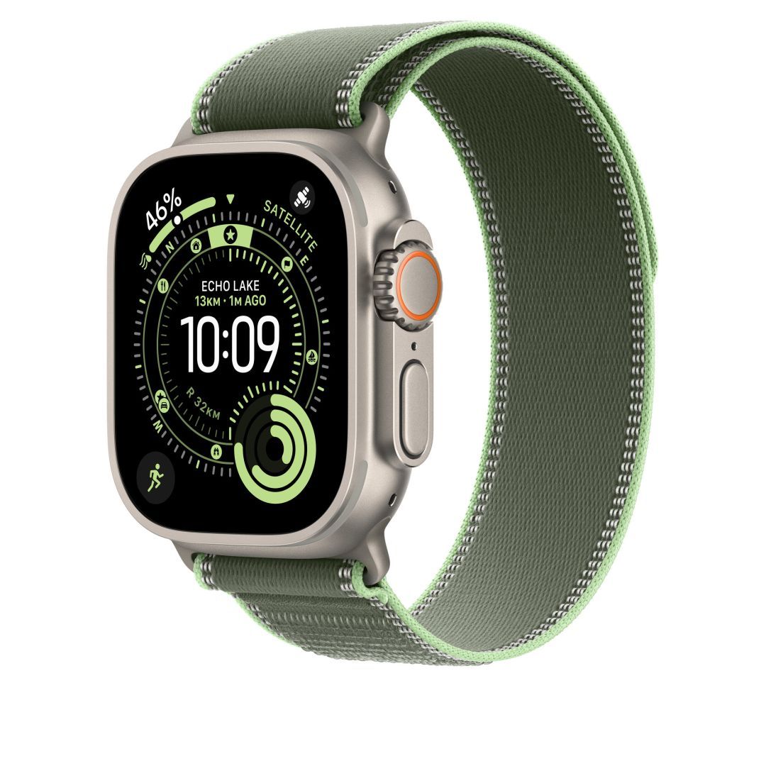 Apple 49mm Trail Loop S/M Natural Titanium Finish Green/Neon