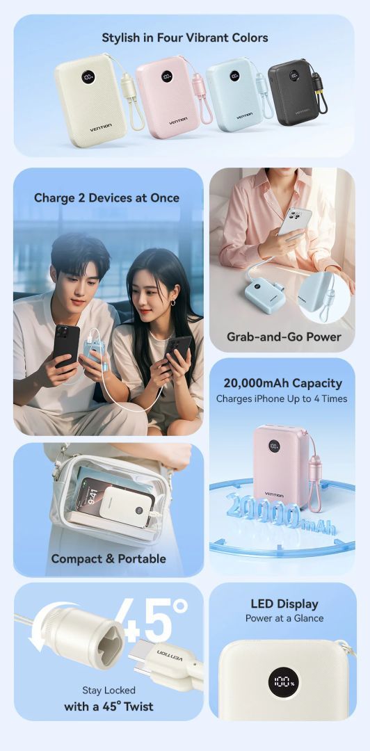 Vention FKBP0-C 20000mah PowerBank Gradient Pink Vention FKBP0-C 20000mah PowerBank Gradient Pink