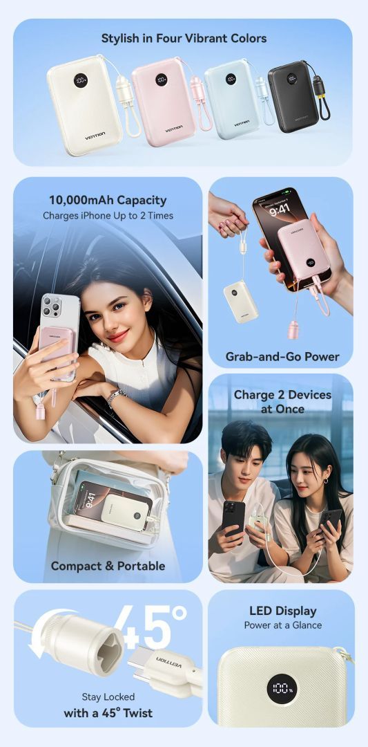Vention FKAN0-C 10000mah PowerBank Beige