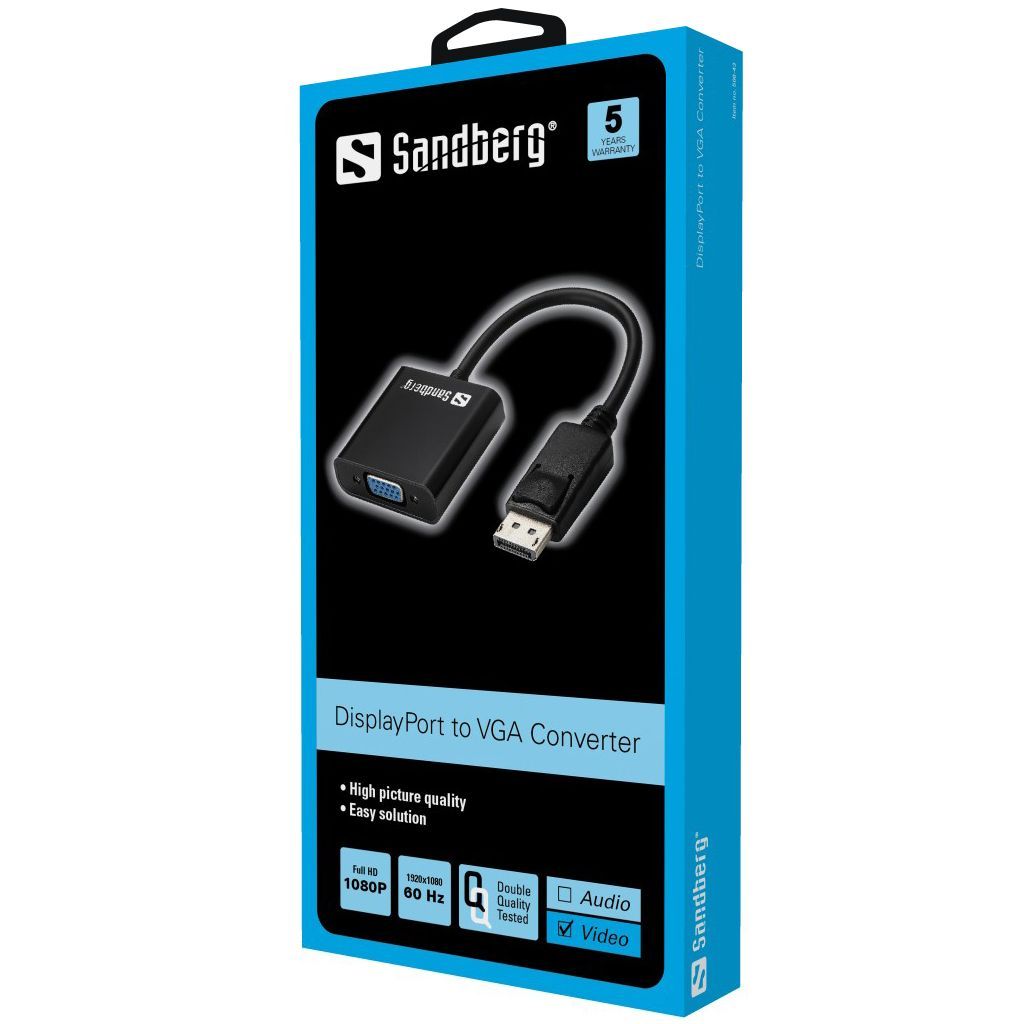 Sandberg Adapter DisplayPort>VGA Black Sandberg Adapter DisplayPort>VGA Black