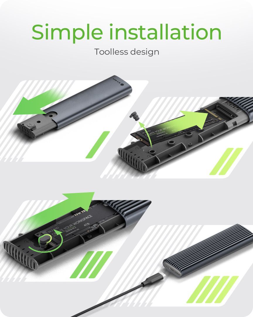 Raidsonic IcyBox IB-1808MCT-CU31 M.2 NVMe & SATA SSD Enclosure Grey