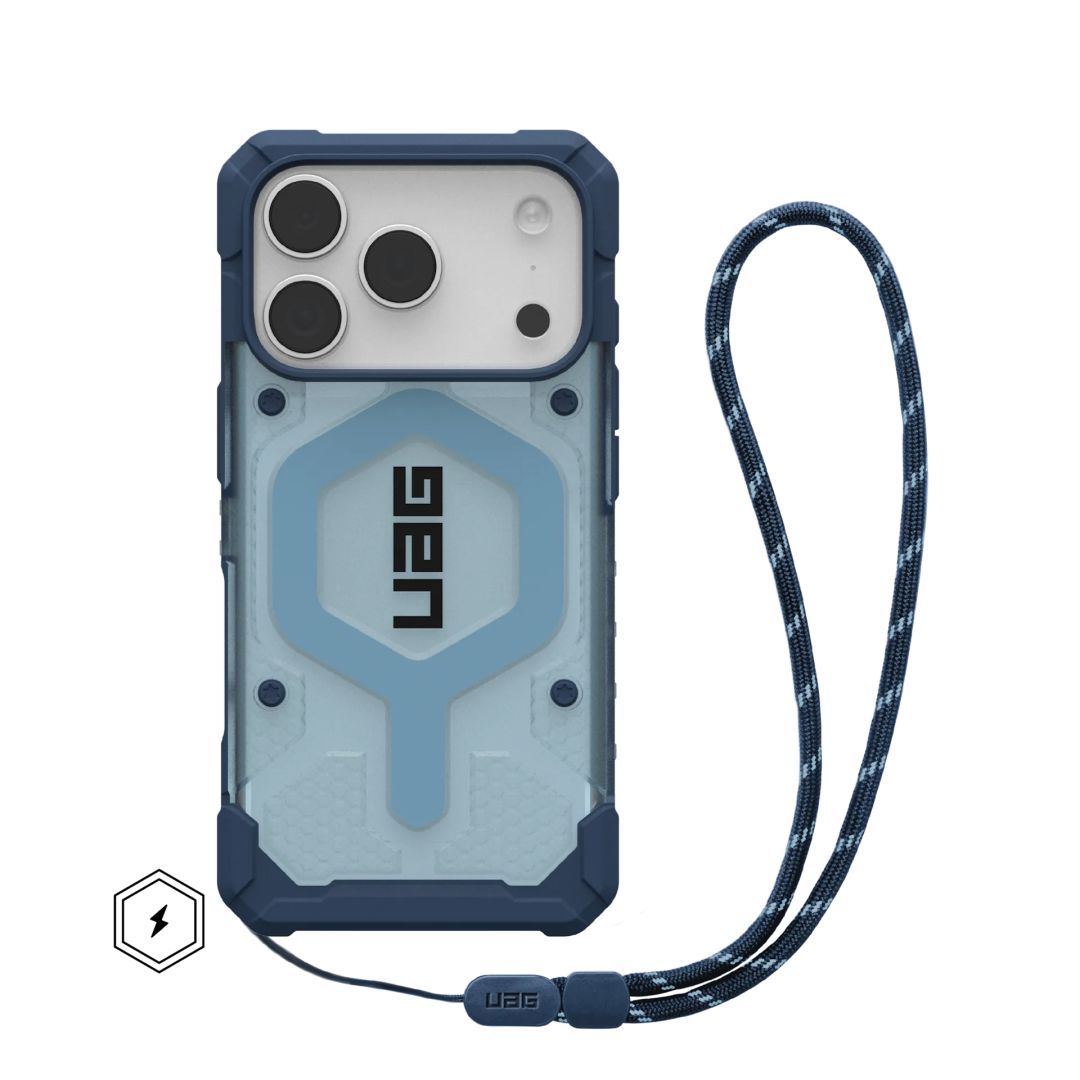 UAG Pathfinder Clear Magsafe case for iPhone 17 Pro Blues Lanyard