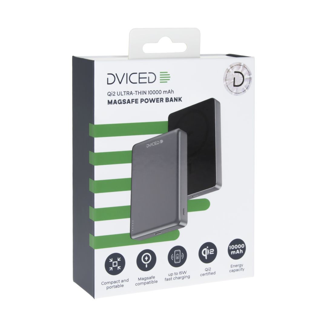 Dviced Qi2 Ultrathin MagSafe 10000mAh Powerbank Black/Grey Dviced Qi2 Ultrathin MagSafe 10000mAh Powerbank Black/Grey