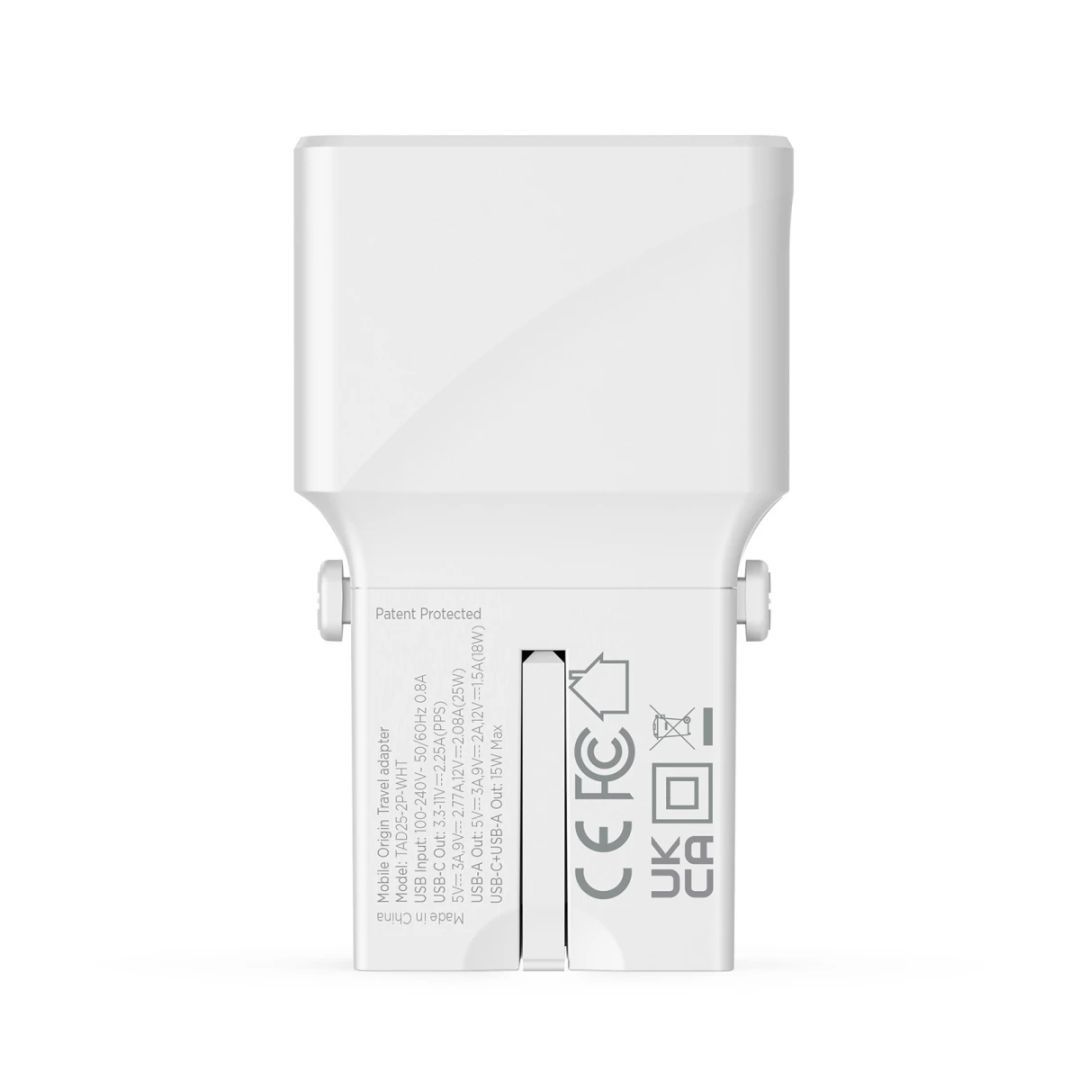 Mobile Origin Travel adapter 25W EU/US/UK/AU White