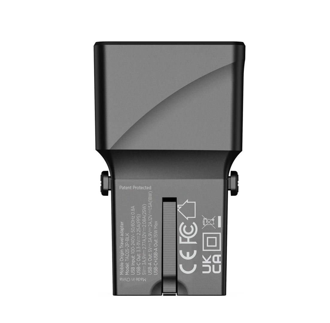 Mobile Origin Travel adapter 25W EU/US/UK/AU Black Mobile Origin Travel adapter 25W EU/US/UK/AU Black