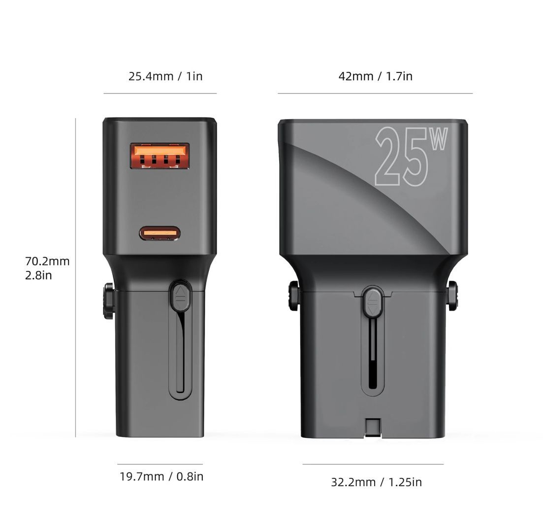 Mobile Origin Travel adapter 25W EU/US/UK/AU Black Mobile Origin Travel adapter 25W EU/US/UK/AU Black