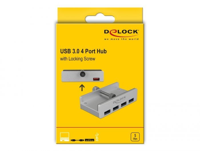 DeLock External USB 3.0 4 Port Hub with Locking Screw DeLock External USB 3.0 4 Port Hub with Locking Screw