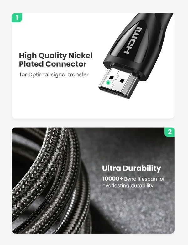 UGREEN HDMI male to HDMI male 8K cable 2m Black UGREEN HDMI male to HDMI male 8K cable 2m Black