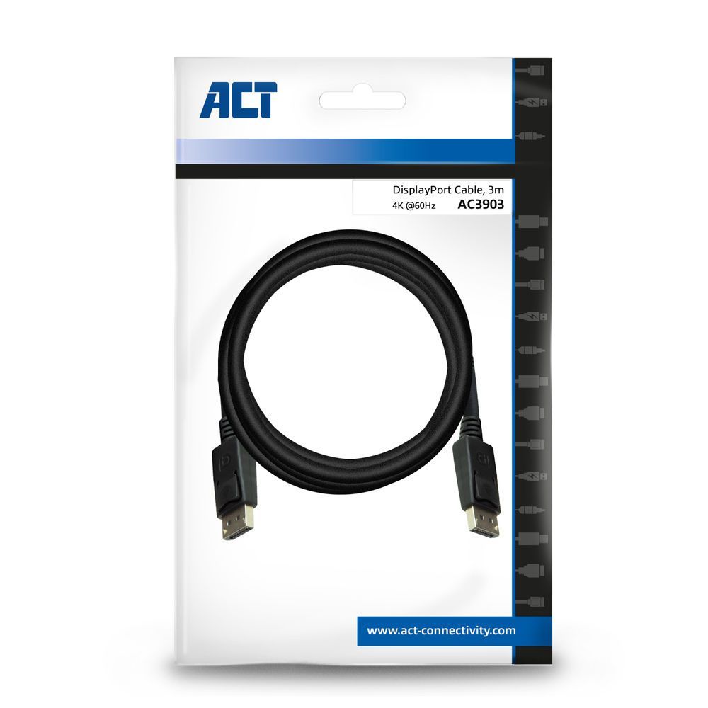 ACT AC3903 DisplayPort cable male - male 3m Black ACT AC3903 DisplayPort cable male - male 3m Black