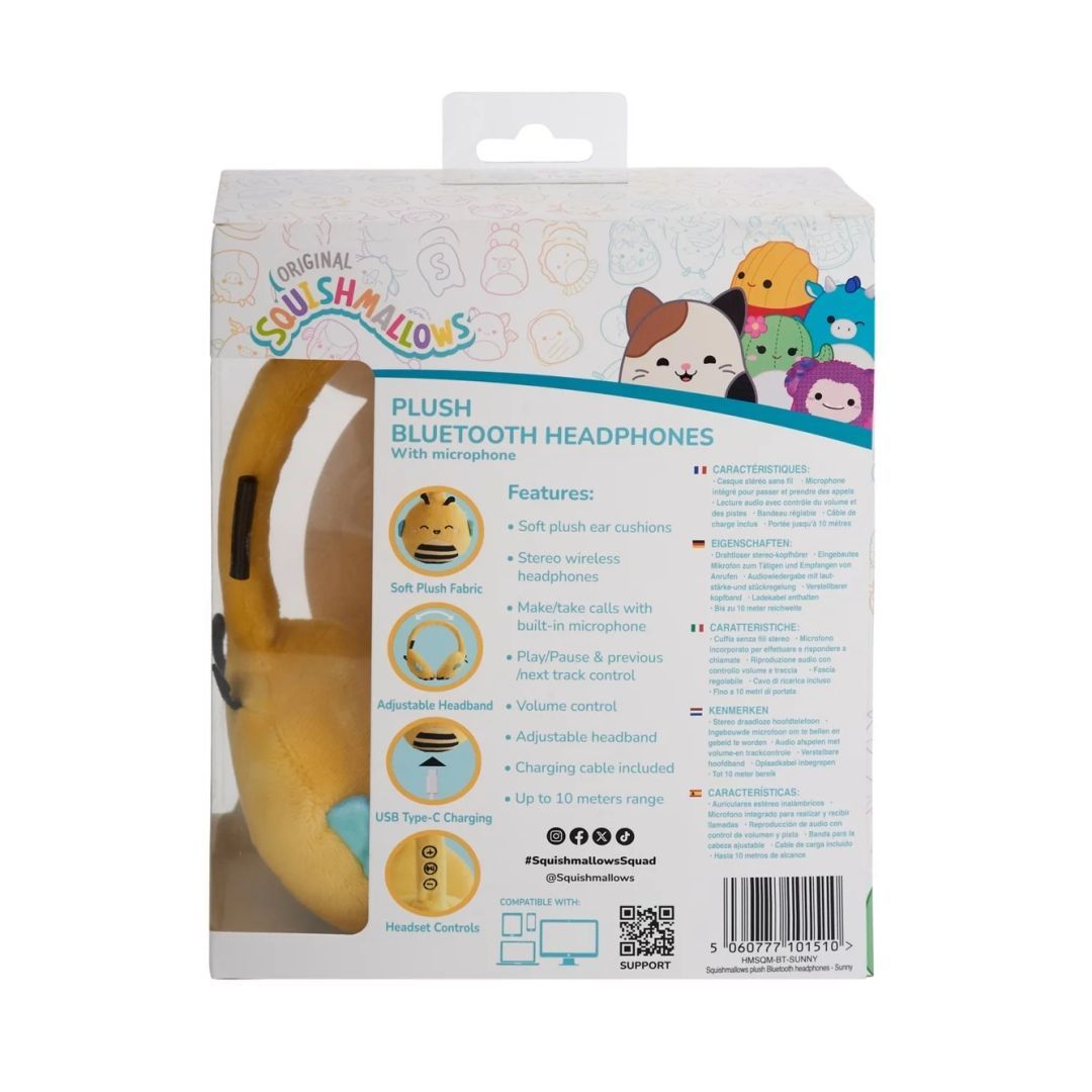 Lazer Built Squishmallows Sunny Portable Bluetooth Headset Yellow Lazer Built Squishmallows Sunny Portable Bluetooth Headset Yellow