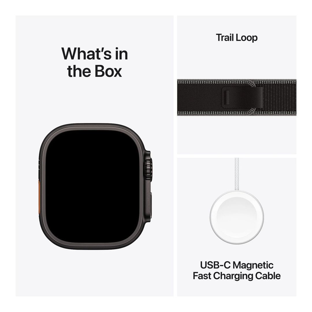 Apple Watch Ultra 3 Cellular 49mm Black Titanium Case with Black/Charcoal Trail Loop S/M Apple Watch Ultra 3 Cellular 49mm Black Titanium Case with Black/Charcoal Trail Loop S/M