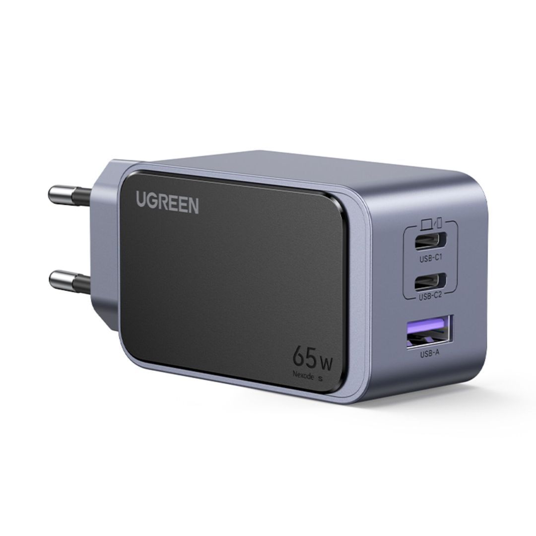 UGREEN Nexode S 65W 3-Port GaN Fast Charger EU Grey UGREEN Nexode S 65W 3-Port GaN Fast Charger EU Grey
