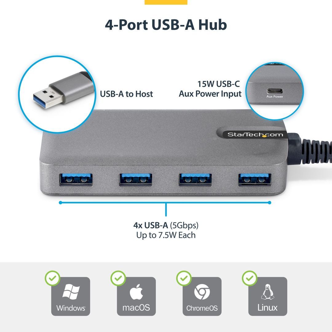 Startech 5-portos USB3.2 HUB Space Gray