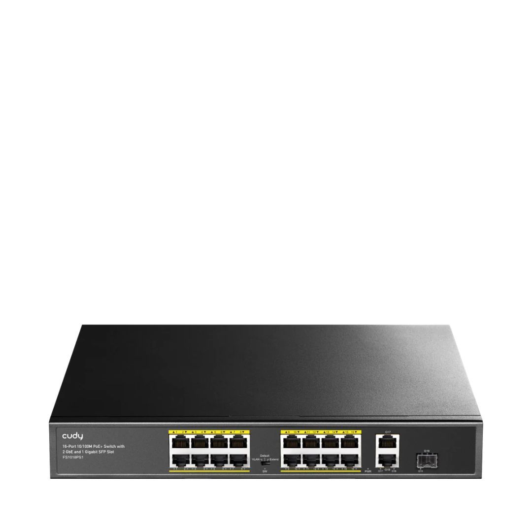 Cudy FS1018PS1 16-FE PoE Switch with 2 Uplink GbE and 1 Uplink SFP Cudy FS1018PS1 16-FE PoE Switch with 2 Uplink GbE and 1 Uplink SFP