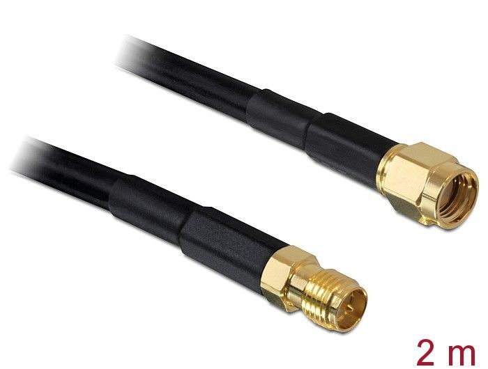 DeLock Antenna Cable RP-SMA Plug > RP-SMA Jack CFD/RF200 2m Low Loss DeLock Antenna Cable RP-SMA Plug > RP-SMA Jack CFD/RF200 2m Low Loss