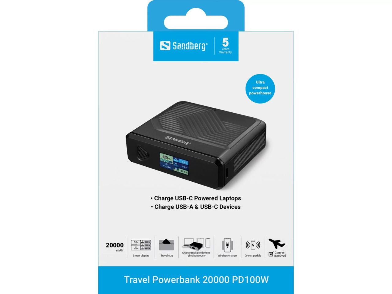 Sandberg PD100W 20000mAh Powerbank Black