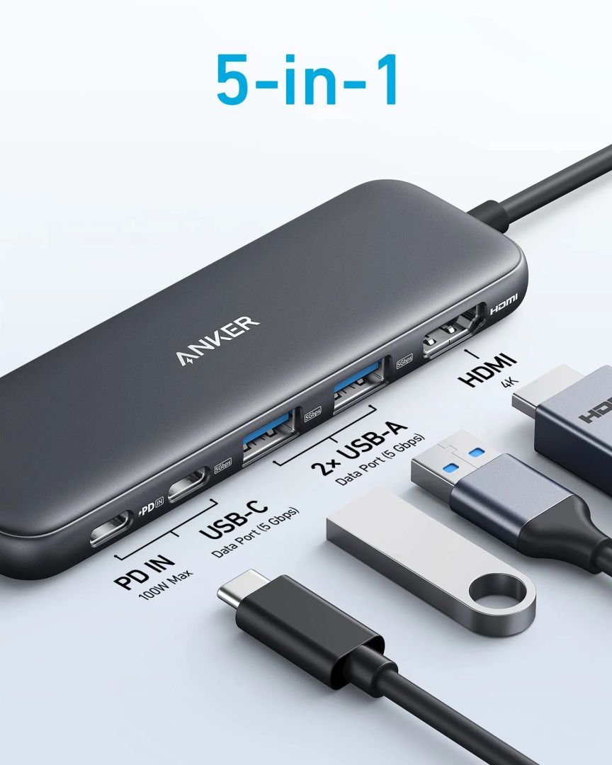 ANKER 332 USB-C Hub (5-in-1) Black ANKER 332 USB-C Hub (5-in-1) Black