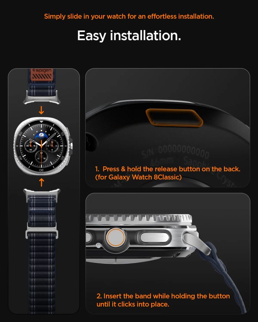 Spigen Fabric Band for Samsung Galaxy Watch 8 46mm/44mm/40mm Navy Spigen Fabric Band for Samsung Galaxy Watch 8 46mm/44mm/40mm Navy