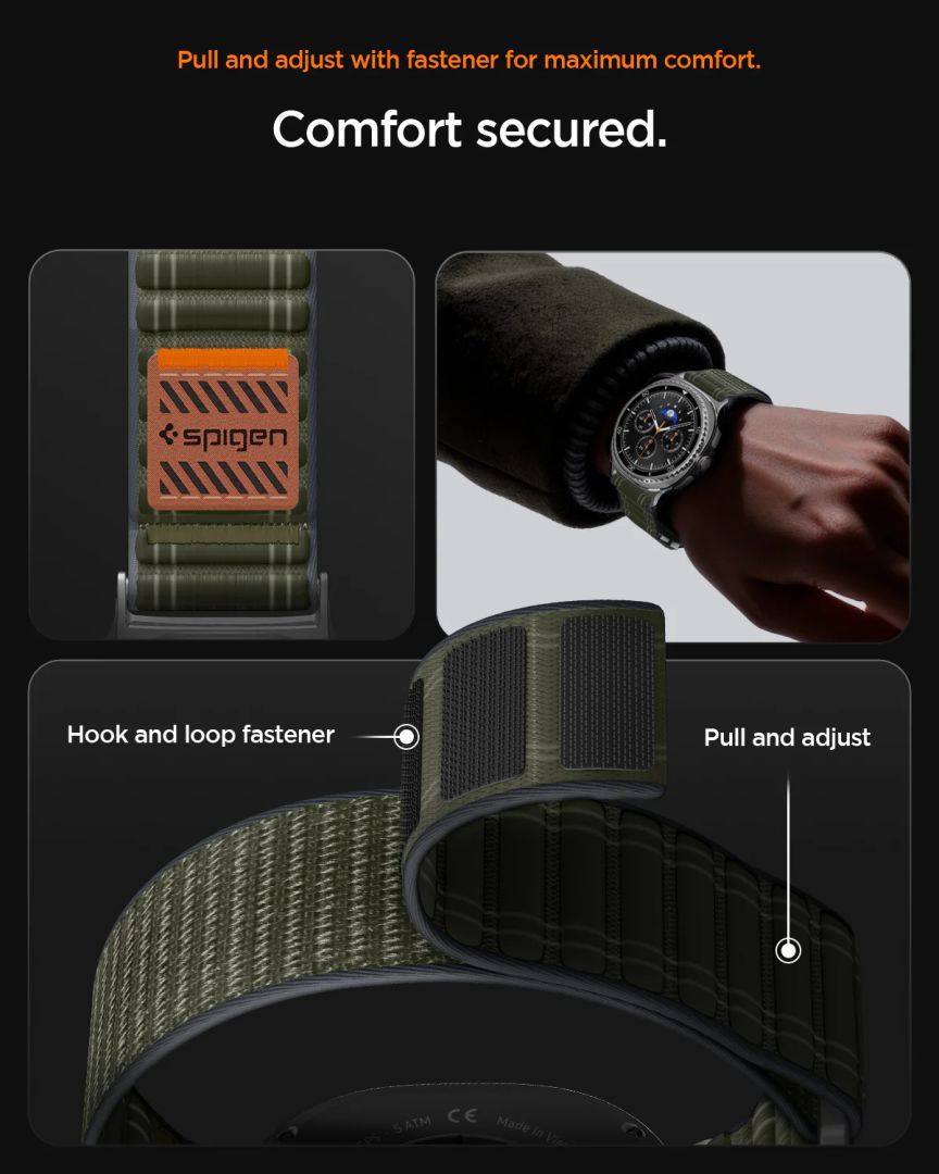 Spigen Fabric Band for Samsung Galaxy Watch 8 46mm/44mm/40mm Green Spigen Fabric Band for Samsung Galaxy Watch 8 46mm/44mm/40mm Green